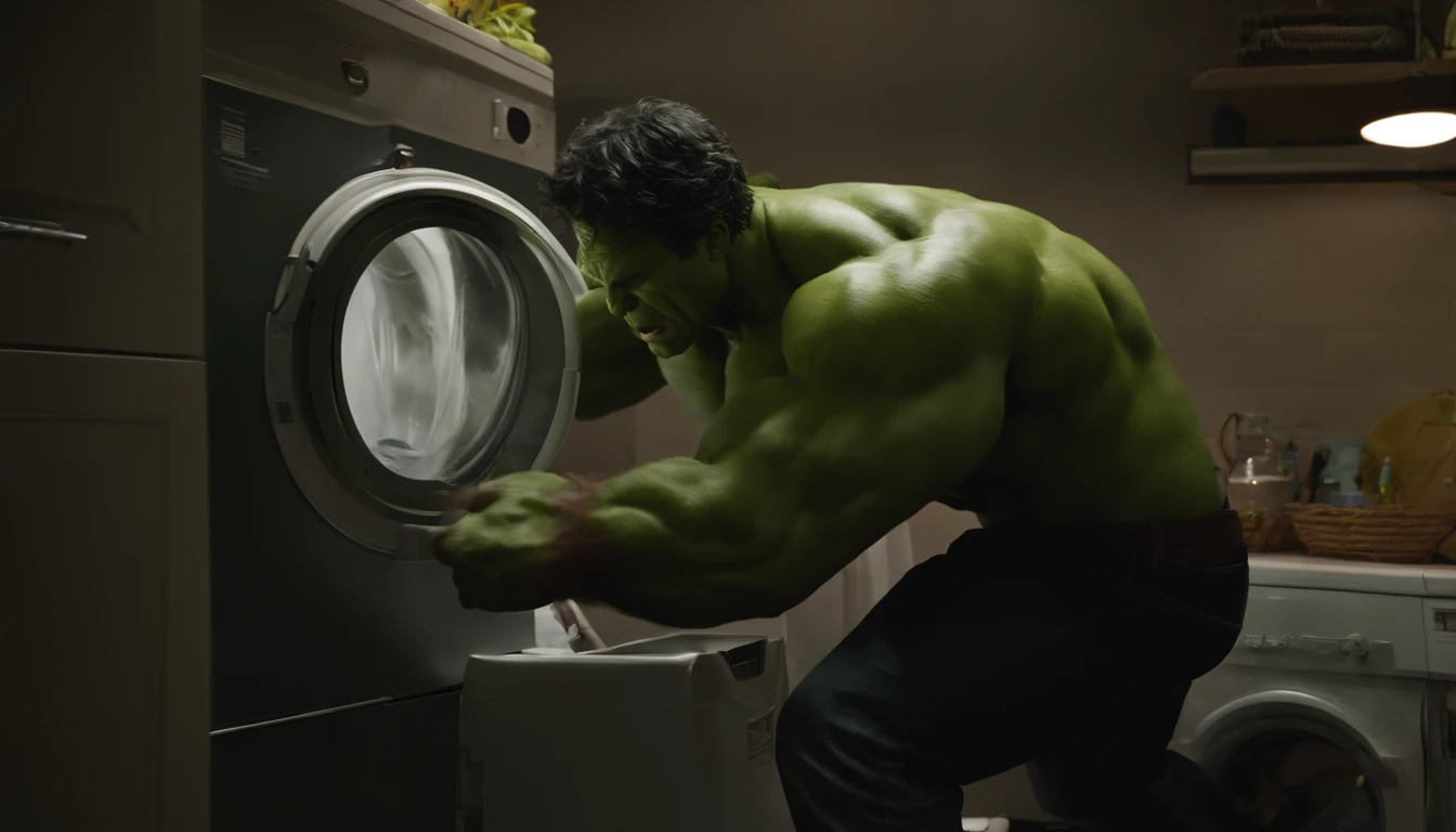 The Incredible Hulk Fixing a Washing Machine