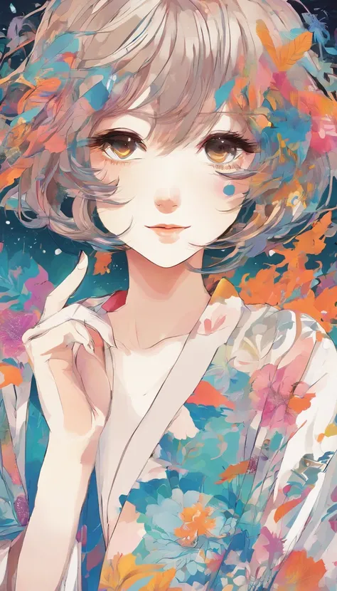 A girl with short hair，ssmile