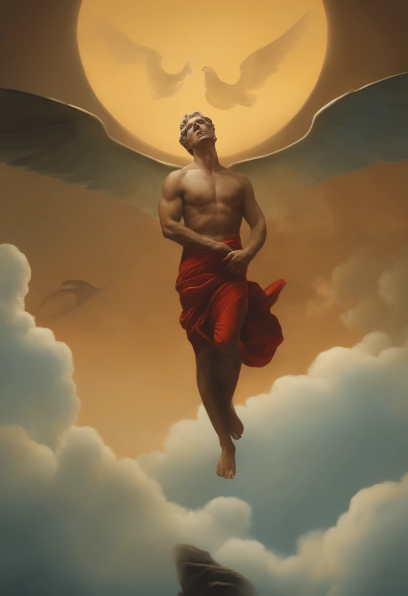 a man struggling with anxiety in the style of Michael Parkes, vibrant color 4K --ar 1:1 --v 5