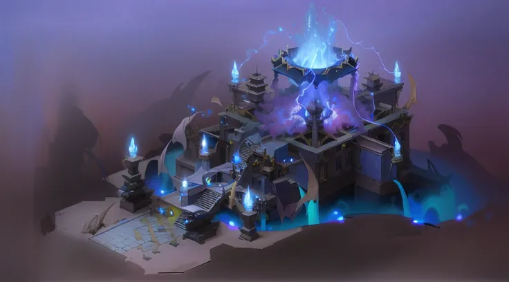 There are a lot of close-ups of the castle in the blue light, protoss temple!!!, odins stone arena background, blizzard concept art, blizzard concept artists, blizzard game concept art, arcane concept art, Blizzard Hearthstone concept art, concept art magi...