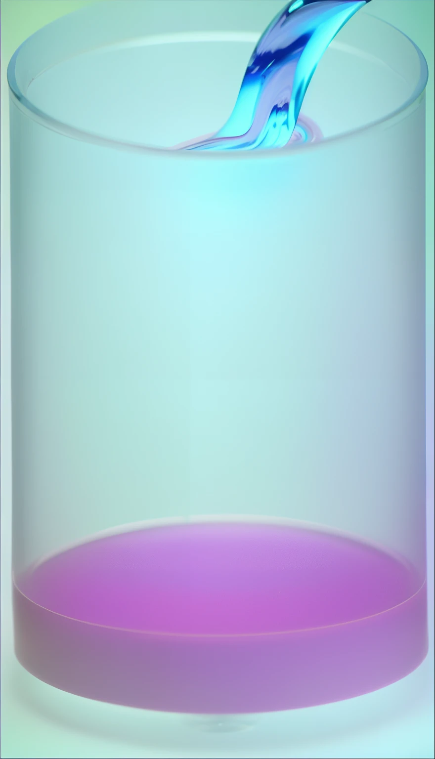 There is a pink liquid in the glass，With blue stripes, Gradient to cyan to purple, lava lamp, blue and pink shift, pastel overflow, cyan and magenta, clear liquid, Blue and purple vapor, ONeill cylinder, Pink big breasts、Blue and green mist, pink and blue ...