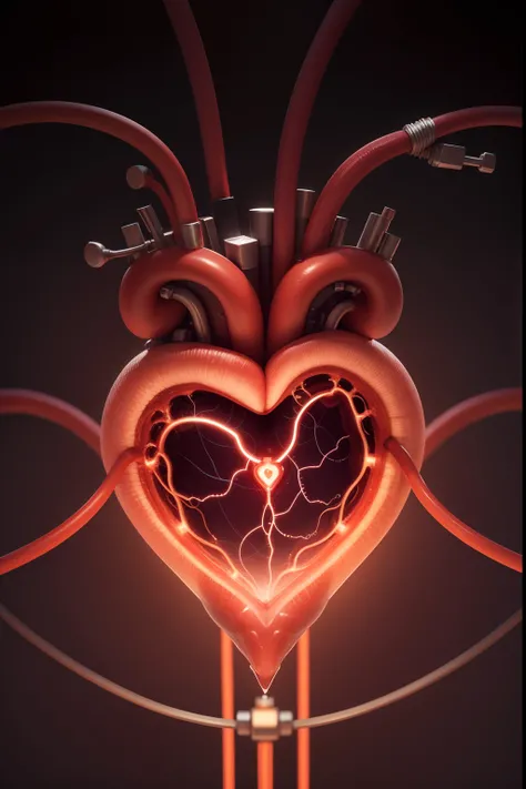 High quality, Human heart with circuits for arterys