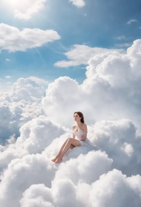 Anime girl sitting on a cloud in the sky, girl clouds, sitting in a fluffy cloud, Anime Cloud, beautifull puffy clouds. anime big breast, cloud goddess, upon the clouds, on cloud, beautiful cloud, Clouds. fantasy, Among the clouds, in a cloud, Anime Sky, c...