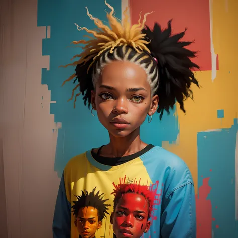 Jean-Michel Basquiat has smooth lines and full of power, spectrum art, lively and cheerful, beautiful girl simple avatar