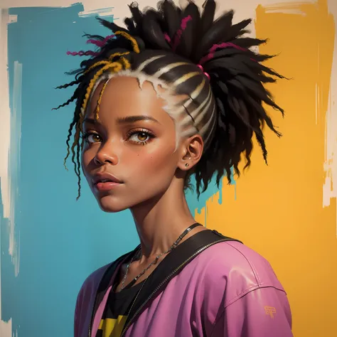 Jean-Michel Basquiat has smooth lines and full of power, spectrum art, lively and cheerful, beautiful girl simple avatar