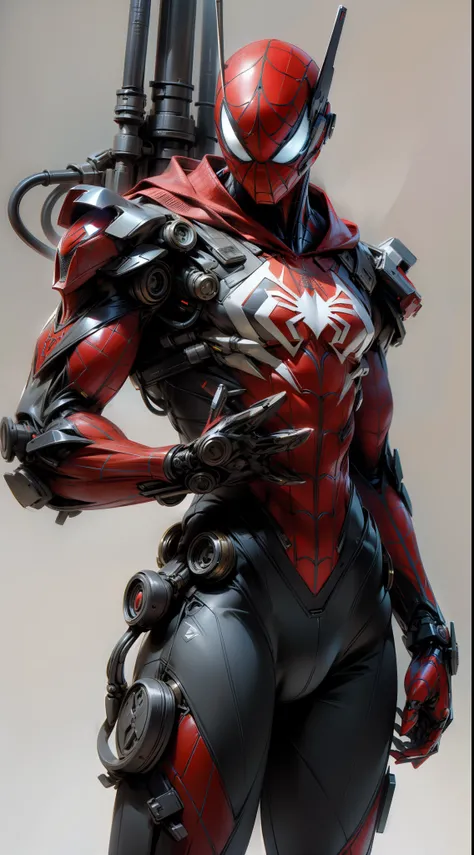 Ultra Realistic Spiderman Mech with highly detailed body part, technical body structure, Proper image