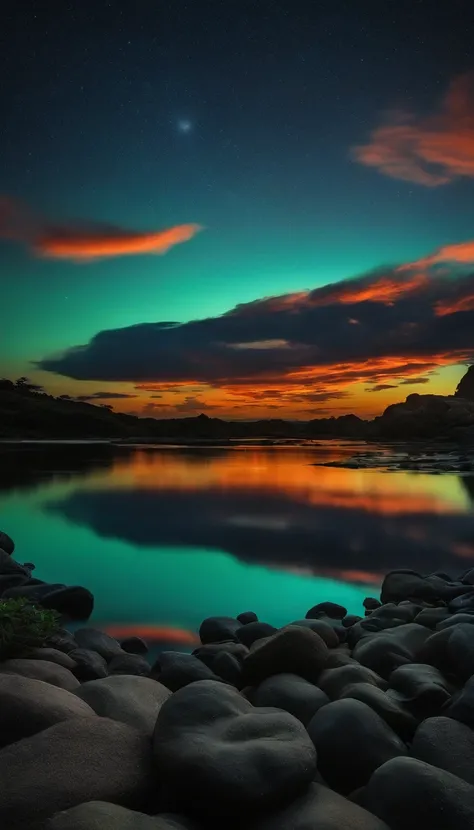 crie uma paisagem natural em que o sol e a lua saiam juntos