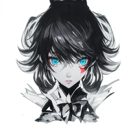 anime girl with red eyes and black hair with a black bow, persona art style, persona 5 art style wlop, persona 5 art style, ultra-detailed. anime, high quality anime artstyle, artgerm on artstation pixiv, anime style 4 k, anime artstyle, akira artstyle, un...