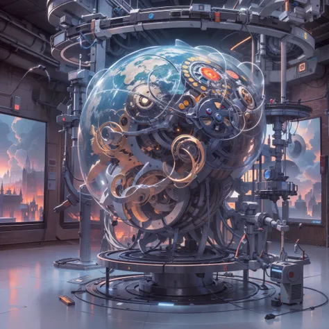 A new step for humanity, a machine that connects the brain and virtual space, the Metaverse, high image quality, high quality, innovative and comical artwork, realistic, the largest artwork of this century