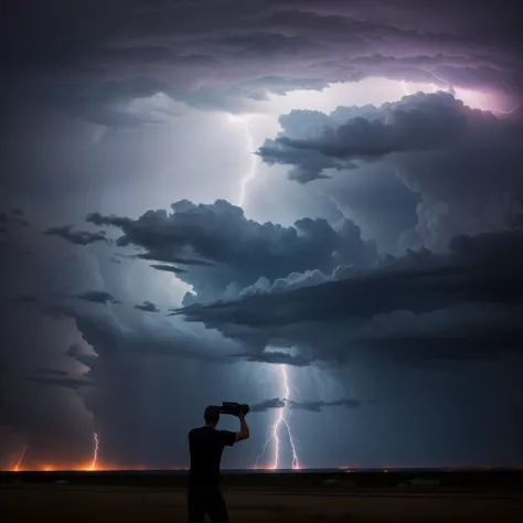 fearless storm chaser capturing the perfect lightning bolt in action