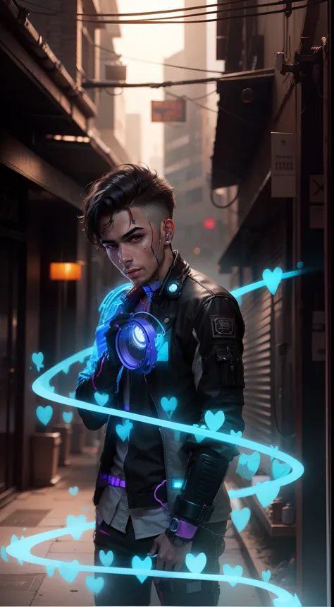 Change background cyberpunk handsome boy, realistic face, 8k, ultra realistic,