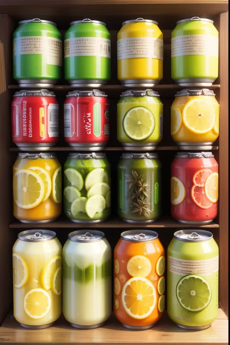 Canned drinks with lemon and green tea flavors