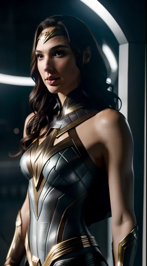 Gal Gadot, white design costume, beautiful Gal Gadot, ultra realistic 8K