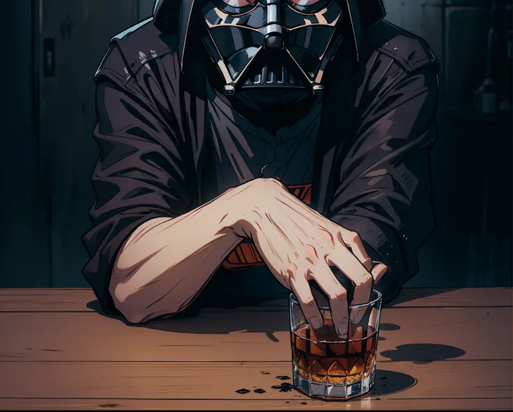 darth vader tomando um copo de whisky