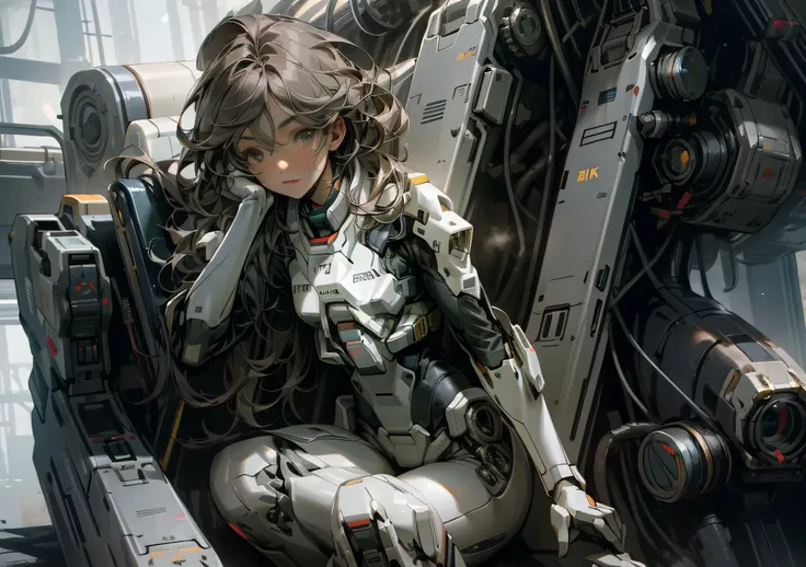 (((only one person))), (((only one face))), inside the cockpit, precision equipment, a beautiful woman in a Gundam pilot suit sitting in the cockpit, movie scene, 8K quality, (((whole body))), (masterpiece), realistic, young and cute one anime woman, beaut...