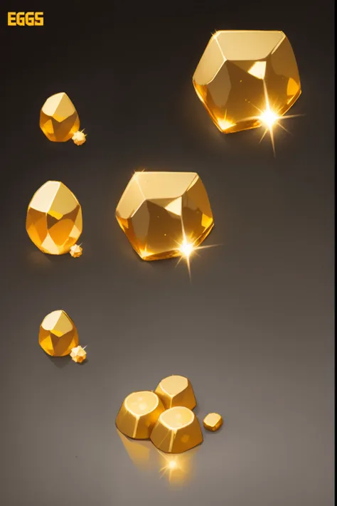 Pure gold negggets, Gold is crystal clear, game icons, different shape naggets