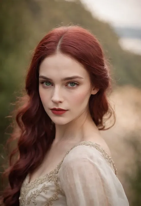 (((a deep reddish wound crosses her left cheek))) fair complexion, woman around 19 years old, natural white hair, distinctive green eyes, wearing kohl, slender and graceful, beautiful, candlelight in a medieval setting, ultra sharp focus, realistic shot, m...