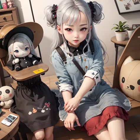 Gray hair, cute, doll catching machine