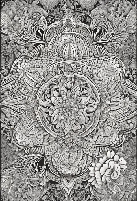 Arte Oficial, Papel de parede 8k unificado, ultra detalhado, Beleza Bonita, Beautiful, master part, best quality, (Zentangle, mandala, Tangled, emaranhar), (flower ecstasy: 1.2) Dynamic angle, cowboy shot, the most beautiful chaotic forms, elegence, Design...