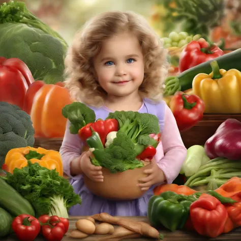 lovely child comment vegetables, ultra realista