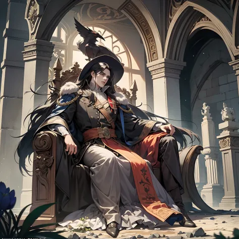 Castlevania Lord of the shadows hyper realistic super detailed Dynamic shot master piece scene cinématique sitting in his great Legendary throne with his men surrounding him hyper realistic super detailed cinématique scènes movie Epic Legendary