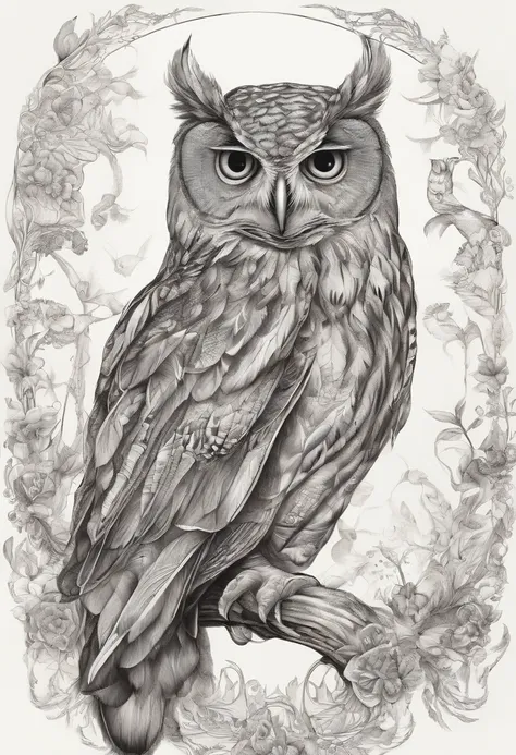 Drawing of an animal owl delicate child with glasses