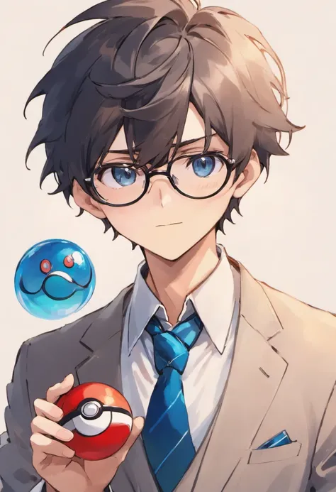 Anime boy with glasses and tie looking at the camera, inspirado em Okumura Togyu, anime moe artstyle, Estilo anime 2D, cara de anime alto com olhos azuis, inspirado em Okumura Masanobu, menino anime, jovem homem de anime, feito com anime painter studio, [[...