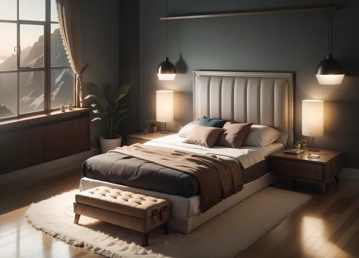 Realistic bedroom, ultra details, 8k,hd