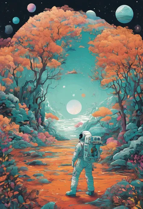 Morning was waking up on an unknown planet, Like shaking off particles of night fog. gradually, The silhouettes of plants and the contours of the landscape became more and more distinct in the light of the rising sun. cosmonaut, shrouded in his spacesuit a...