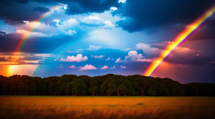 An image of a glowing rainbow emerging after a storm, symbolizing the divine promise and hope that persists even in the most difficult situations. It can be complemented with an artistic representation of hands raised in prayer