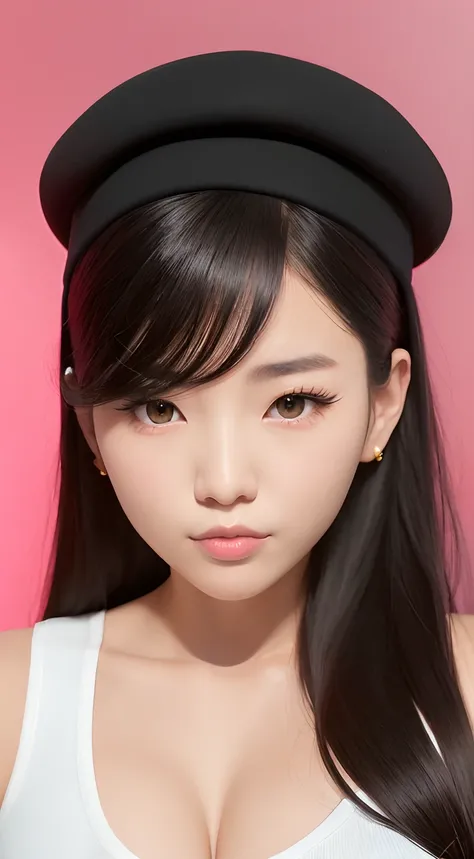 There is a woman wearing a black hat and a black dress, Modelo IG | Artgerm, Trend in CGTacing:, Portrait of female Korean idol, Arte no estilo de Guweiz, Ulzzang, Jaeyeon Nam, wlop pele brilhante, close - up studio photo, menina coreana, trending at cgsta...