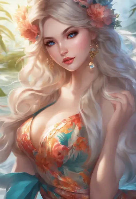 a woman in a colorful batik dress is posing for a picture, beautiful alluring anime woman, artgerm colorful!!!, extremely detailed artgerm, artgerm. anime illustration, artgerm. high detail, style artgerm, beautiful anime woman, artgerm style, artgerm on a...