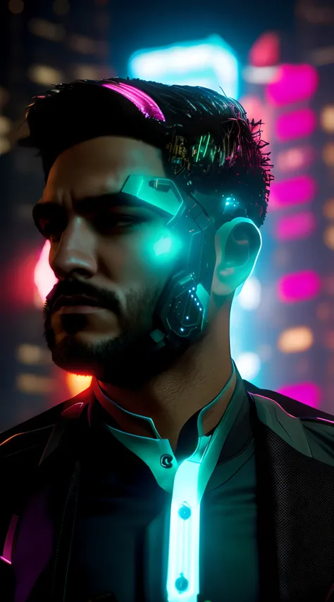 Change the suit into cyberpunk and background dont change the face shape