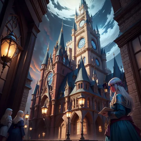 Description of the magic world, the magic world is very beautiful and magical, the whole magic world is magnificent, the magic castle is very grand and magnificent, a magic beautiful girl under the stars, (movie scenes, masterpieces, realistic, ultra-high ...