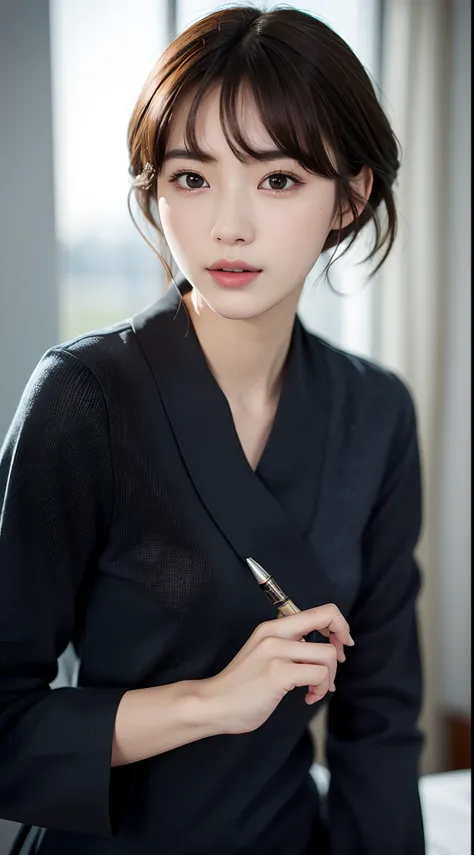 （Gyeongsan），  tmasterpiece， best qualtiy， RAW photogr， realisticlying， the face， ssmile， Incredibly Ridiculous res， beuaty girl， adolable， short detailed hair， depth of fields， A high resolution， ultra - detailed， finedetail， The is very detailed， Extremel...