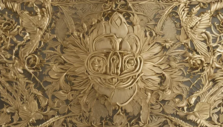 Full goldwork design, gold, Like crafts, precise, Textured, Realistic, top-quality, ​masterpiece, ultra-detailliert