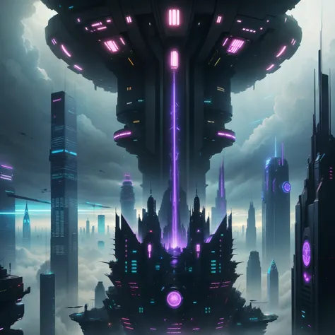 cyberpunked、futuristic cities、planet earth、A cyberpunk with skyscrapers that pierce through the clouds.ＳＦart by、Utopian City、There is a super huge waterfall、Megacities、dream、top-quality、​masterpiece、Beautiful cities of the future　Super huge castle