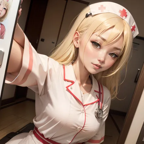 blonde nurse Japan selfie