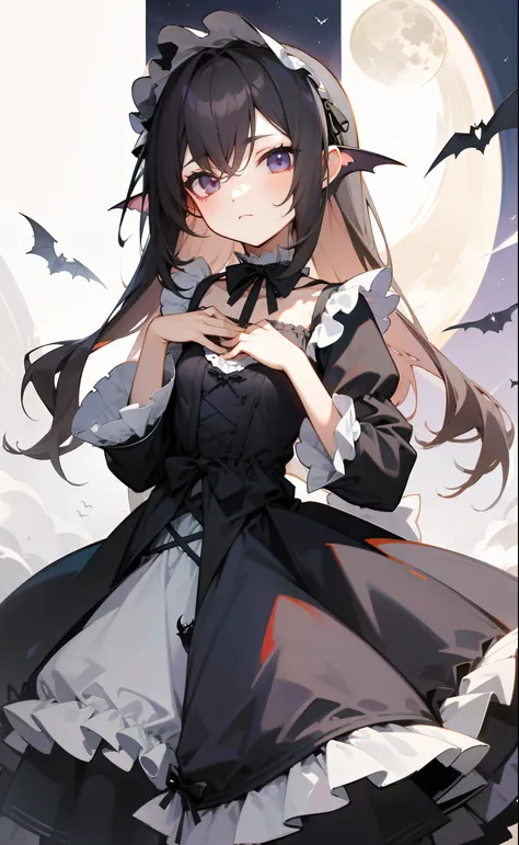 mid night、fullmoon、the bats、Gothic Maid、Lolita、flat-chest、fullmoon、Majestic castle、Dark hair、Longhaire、Having dark eyes、Crisp face