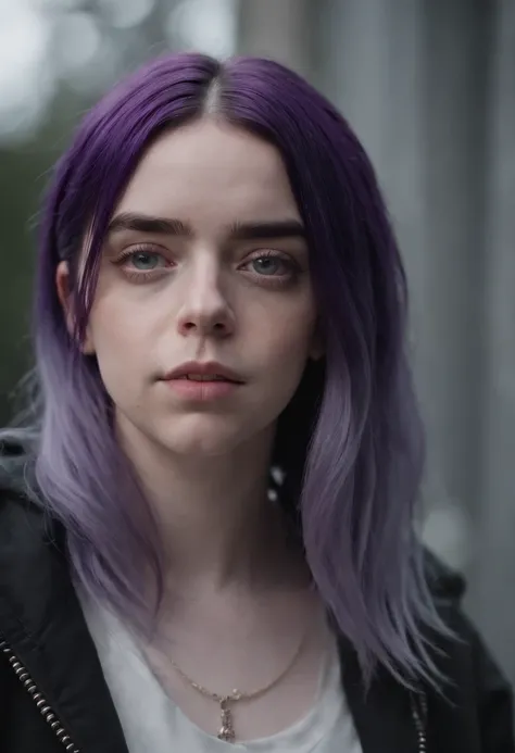 Billie Eilish with purple hair