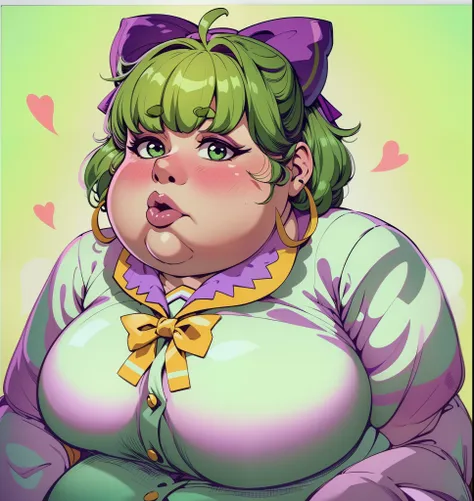 anime characters with green hair and purple shirts, commission for high resolution, kawaii realistic portrait, jojo anime style,...