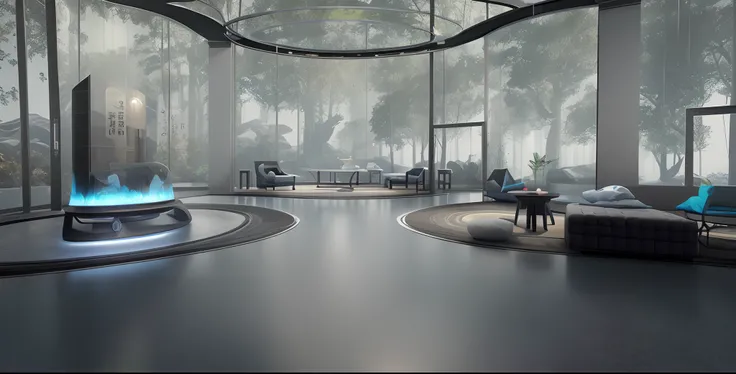 There was a room，There are three booths with large displays, Classicist environment, New Chinese style exhibition hall, enscape render, New Chinese style exhibition hall,  perspective 3 d octane render, futuristic environment, rendered in unreal 5, Surreal...