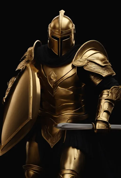 (spartan warrior),(gold armour),(no face),(black background),(epic),(highres),(realistic)