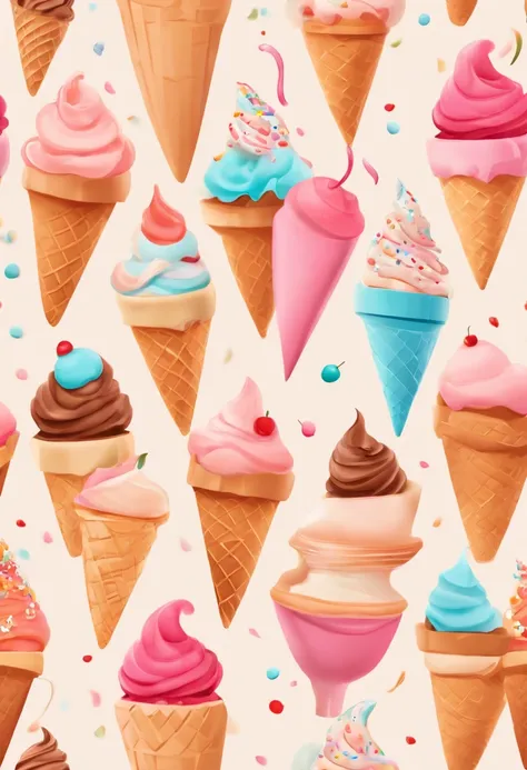 Cono de helado de dibujos animados con una cara feliz y una parte superior rosa, Cono de helado, Lindo renderizado 3D, Helado, Cono de gofre azul, comer helado, 插圖!, HD Illustration, comer hielo - crema, Shutterstock, funny illustration, helado al lado, is...