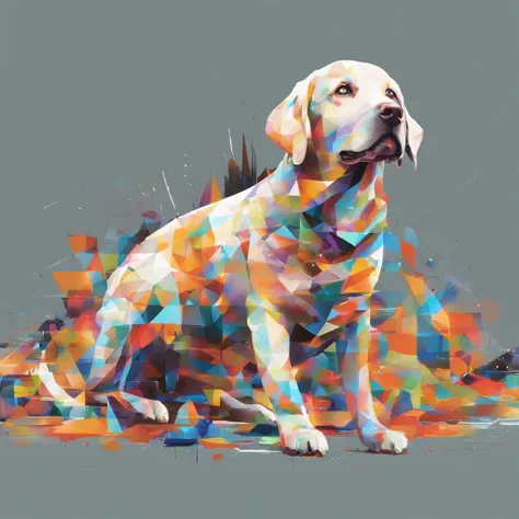 (cachorro labrador  ),(melhor pose),(best angle), (better expression), Eduardo Kobra acolchoamento ,multidimensional geometric wall PORTRAIT, arte, Chibi,Yang08k, lindo, Colouring,