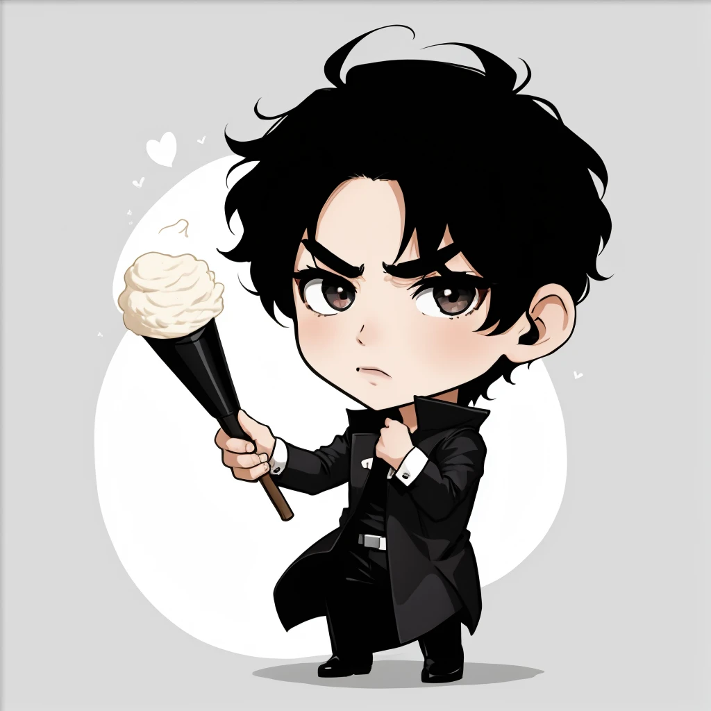 Chibi Emote, black hair, short, hair, comer,