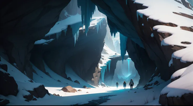 frozen cave, masterpieces, HD, high quality, best quality, highres, high quality, high details, masterpiece, anime style, anime