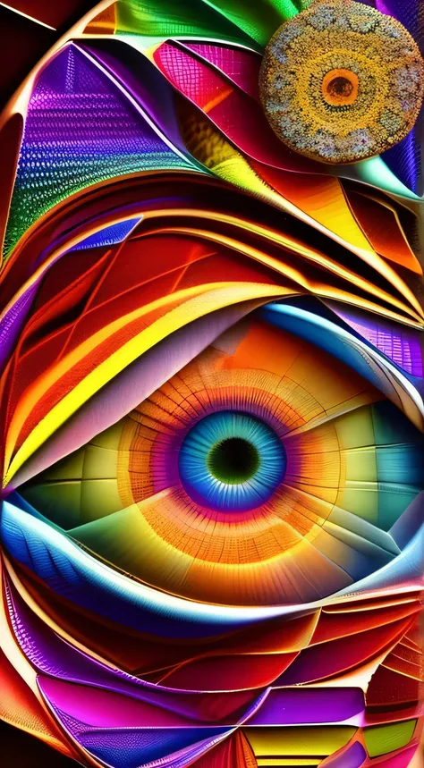 an intricate drawing of an eye, polygons, rainbowshift, Never Ending Loop