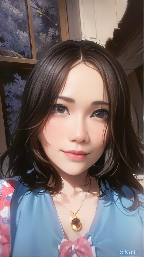 (64K,UHD, best quality, masterpiece:1.5), there is a young girl with a necklace on her neck, young cute wan asian face, south east asian with round face, jaeyeon nam, heonhwa choe, with short hair, with round face, young adorable korean face, korean girl, ...