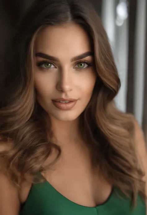 mulher arafed com uma regata vermelha e um colar em um clube, menina sexy com olhos verdes, Retrato Sophie Mudd, cabelos laranja e olhos grandes, selfie de uma jovem mulher, Olhos do quarto, Violeta Myers, sem maquiagem, maquiagem natural, Looking directly...